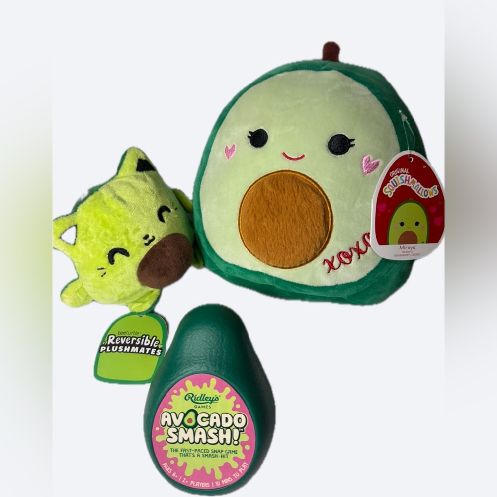 2/$70 NWT 1Avocado 🥑Smash! Card Game + 1 🥑Squishmallow +1 Reversible Plush🥑🐸mate